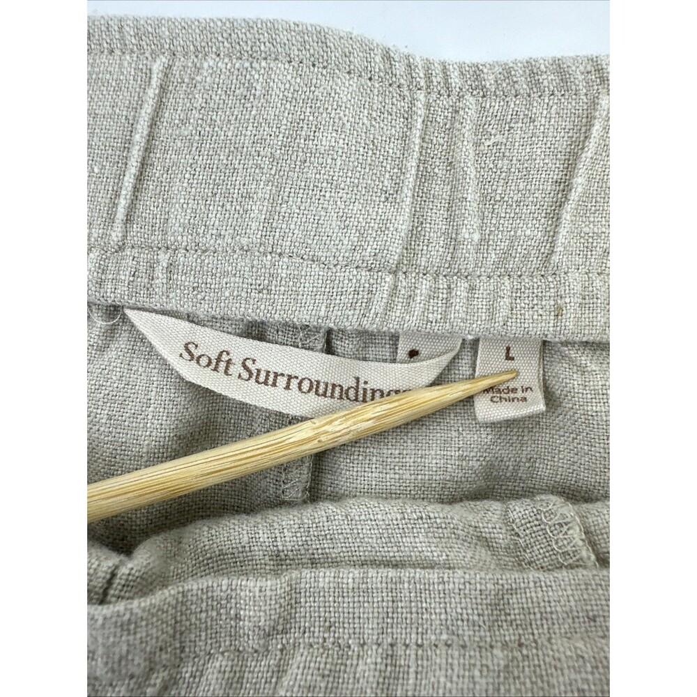 Soft Surroundings Linen Maxi Skirt Button Down Pockets Natural Tan Womens Large - Picture 7 of 12
